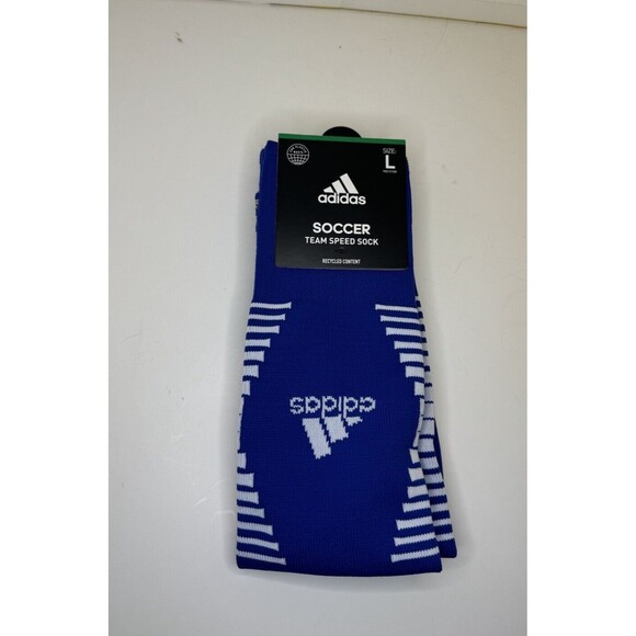 Adidas Team Speed Soccer Socks Blue SZ Large (Shoe Size M 9-13, W 10-12) - Picture 1 of 2